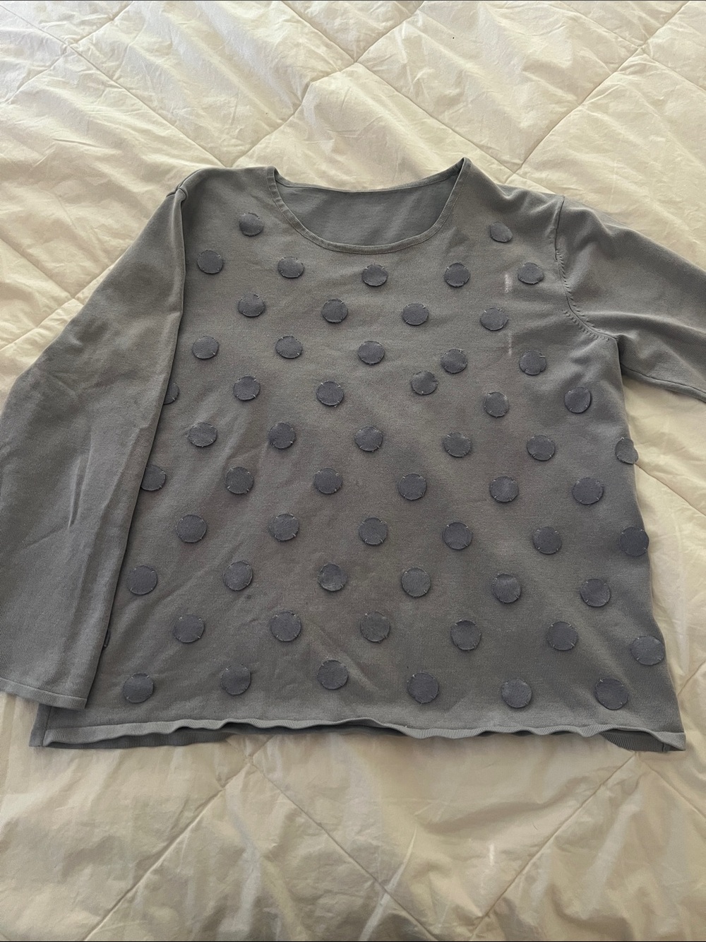Women's Gray purple  Polka Dot Long-Sleeve Top